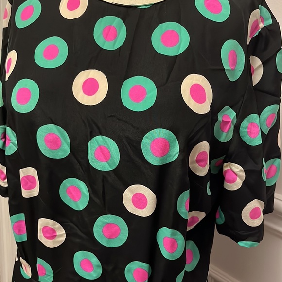 Vintage Louis Féraud coloured polka dot silk dress - Picture 4 of 8